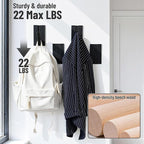 Folding Wall Hooks 4Pack: Black Modern Wooden Coat Hooks Mount - Image 4