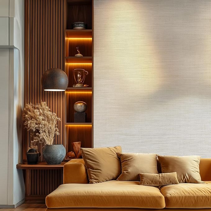 Ansehan Grasscloth Textured Wallcovering W1310 Oxford, Non Prepasted Natural - Image 3