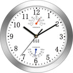 HITO 10 Inch Silent Wall Clock Battery Operated Non Ticking Glass Cover Silver by hito