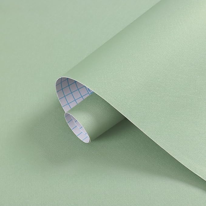 Dimoon 17.7''x118'' Peel and Stick Wallpaper Light Green Contact Paper by DIYYOURMOON