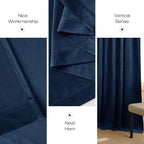 NICETOWN Navy Blue Velvet Blackout Curtains 96 inch Long - Image 7