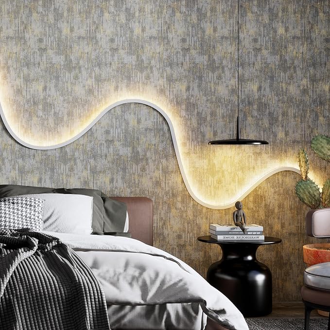 JiffDiff Vintage Metallic Peel and Stick Wallpaper Industrial Metallic Concrete - Image 2