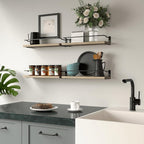 RICHER HOUSE 4-Piece Bathroom Paulownia Wood Shelves Set, Wall Mounted - Image 6