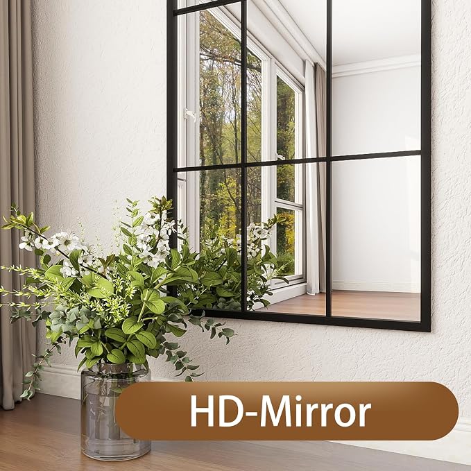 Mirror Full Length, Window Pane Wall Black Full Body Mirrors, Oversize - Image 6