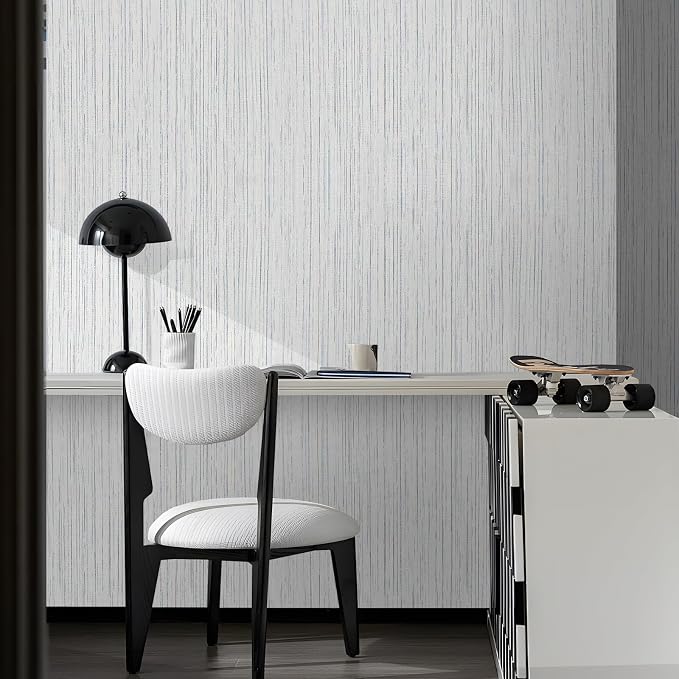 Beige Grey Grasscloth Peel and Stick Wallpaper 15.74" x 196.85" Boho Grass - Image 8