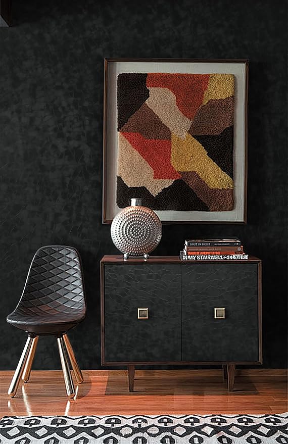 Yasinet Peel and Stick Wallpaper Black Removable Wallpaper Modern Black Contact - Image 5