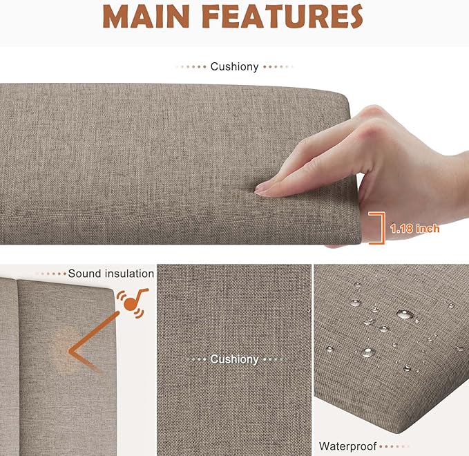 IFNOW Upholstered Wall Mounted Headboard, 3D Soundproof Wall Panels Peel and - Image 3