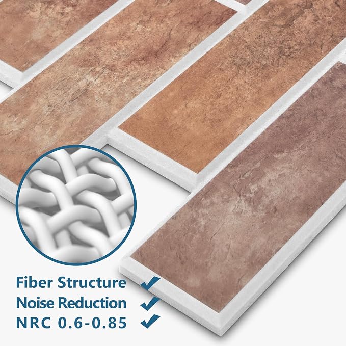 16-Pack 3D Faux Brick Acoustic Wall Panels, 11.8" x 11.8" PET Soundproof & - Image 3