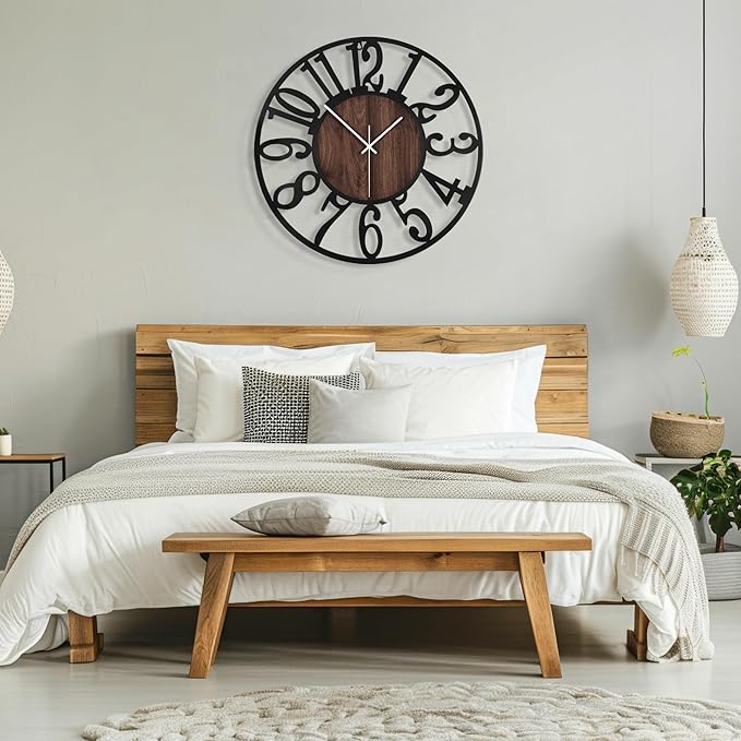 Maxstar Round Wall Clock for Living Room Decor Battery Operated Non Ticking - Image 6