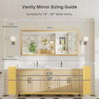 72x32 Inch Bathroom Mirror for Wall, Anti-Rust Oak Wood Grain Metal Framed - Image 2