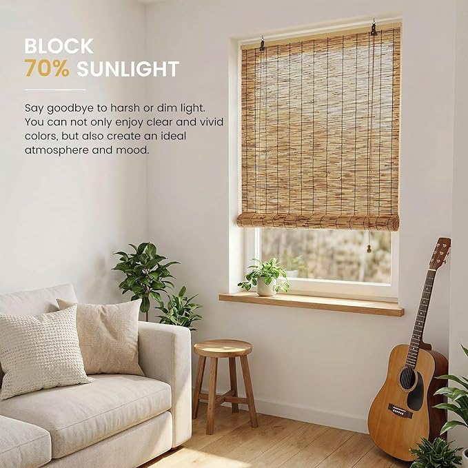 Outdoor Reed Roller Blinds, Patio Reed Blinds, Roman Roller Blinds, Porch - Image 2