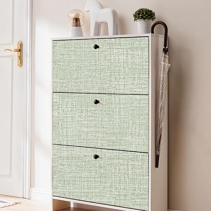 Green Grasscloth Peel and Stick Wallpaper 17.3"x480" Faux Linen Textured - Image 8