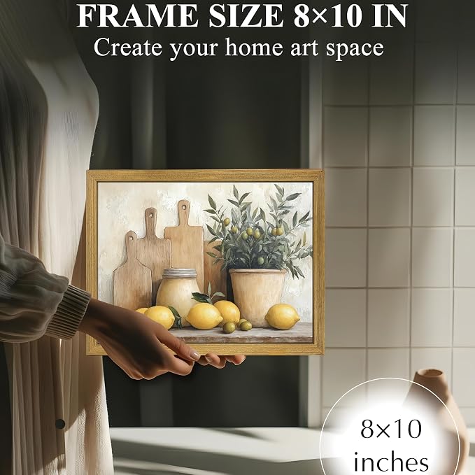 Wood Framed Vintage Kitchen Wall Art, Rustic Farmhouse Artwork Canvas Posters - Image 4