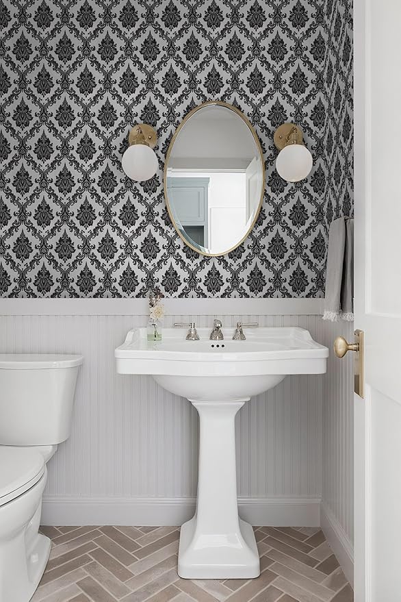 17.7" x 78" Peel and Stick Wallpaper Black Wallpaper - Image 3