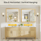 40x38 Inch Bathroom Mirror for Wall, Anti-Rust Oak Wood Grain Metal Framed - Image 7