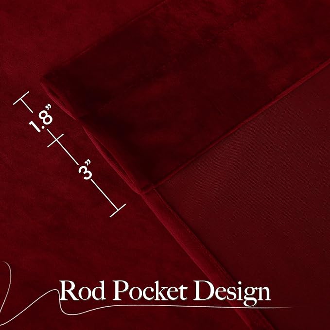 NICETOWN Red Blackout 120" Velvet Curtains - Image 8