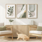 Large Framed Boho Sage Green Abstract Wall Art - Image 2