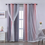 XiDi Curtains for Bedroom Decor, Rainbow Pink-Grey-34-96 by Addsomecolortolife