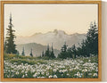 InSimSea Framed Canvas Wall Art, Vintage Floral Wildflowers Mountains Prints by InSimSeaArt