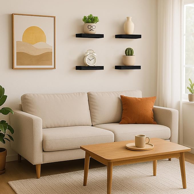 BGMG Wood Floating Shelves 12 inch, Solid Wood Wall Shelves - Image 2
