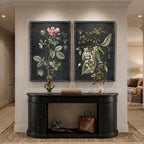Large Framed Vintage Botanical Wall Art Set of 2, Rustic Retro Dark Floral - Image 6