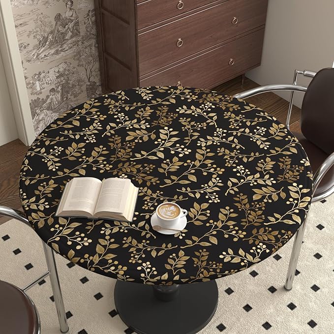 Dark Floral Peel and Stick Wallpaper, Vintage Gold Leaf Self-Adhesive Contact - Image 7