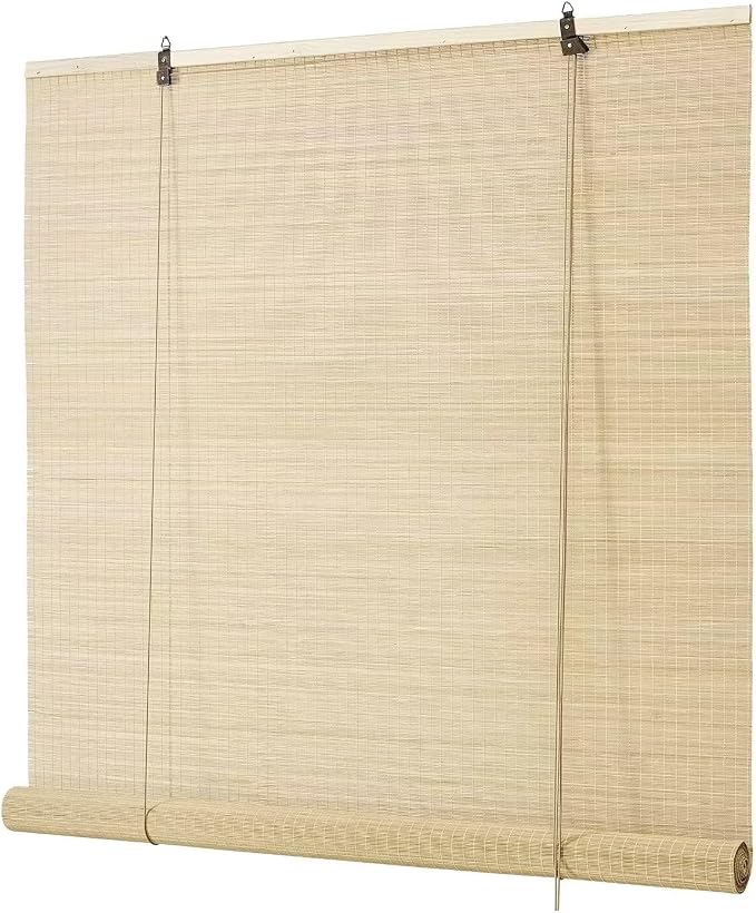 Bamboo Roller Blinds Shades, Outdoor Bamboo Roll Up, Vertical Lifting, by BAYUE