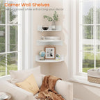 Homode Floating Corner Shelves, 12 Inch Deep Hanging Corner Display Shelf - Image 4