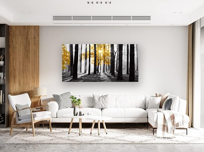 Cao Gen Decor Art S06362 Wall Art Canvas Painting Yellow Tree in Black and - Image 5