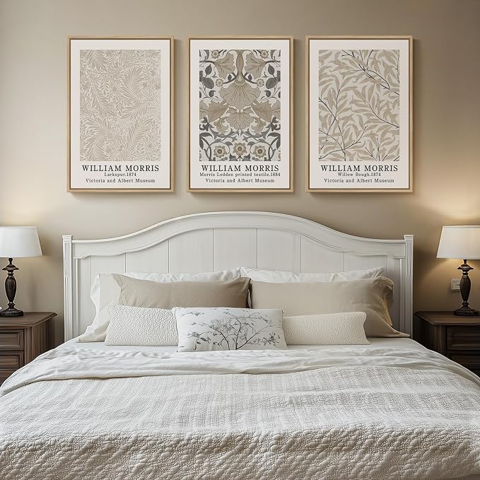 Framed Large William Morris Vintage Wall Art Set of 3, Large Neutral Botanical - Image 4
