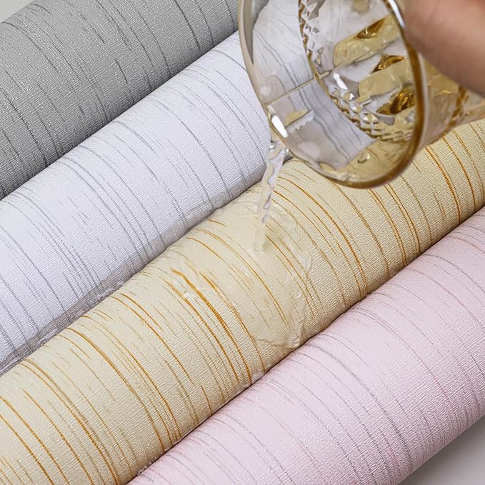 White Grasscloth Peel and Stick Wallpaper Texture Contact Paper A Set of 15.7" - Image 4