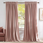 NICETOWN Dusty Pink Velvet Curtains 90 inches Long 2 Panels Set, Thermal by NICETOWN