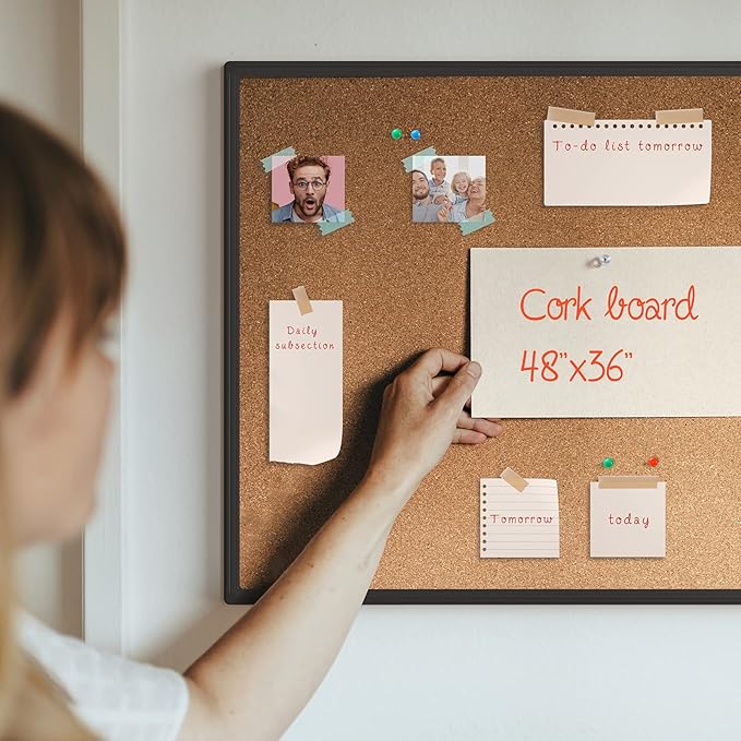 Bulletin Board 48 x 36, Large Wall Mounted Notice Board - Image 3