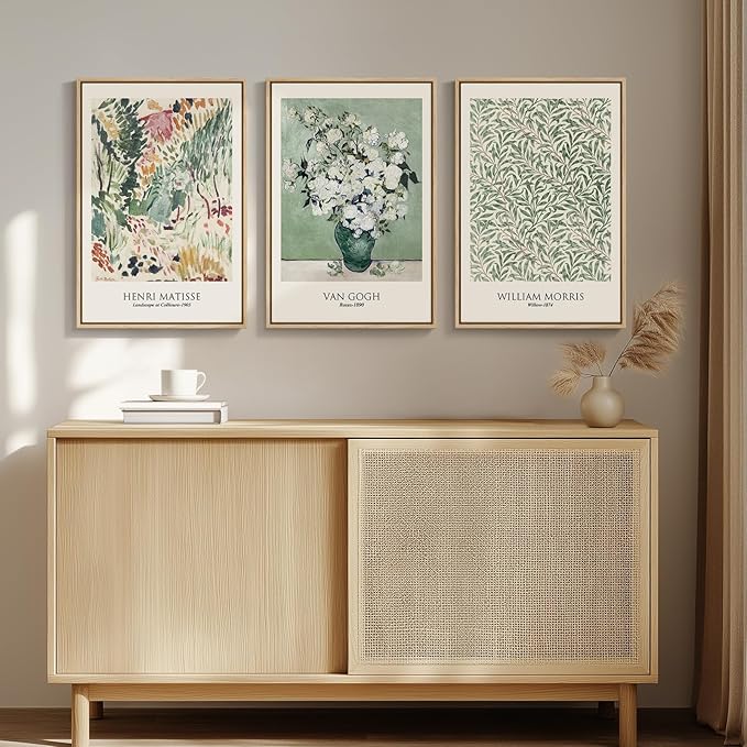 Framed Large Matisse Wall Art for Living Room, 3 Piece Vintage Sage Green - Image 4