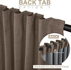 100% Blackout Shield Dark Brown Linen Blackout Curtains - Image 3