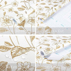 Heroad Floral Wallpaper Peel and Stick White and Gold Contact Paper Boho Peel - Image 5