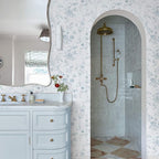 Ismoon Blue Wallpaper Peel and Stick Floral Vintage Stick on Wall Paper French - Image 3