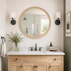 CULER Round Wall Mirrors 24 Inch, Natural Rustic Decorative Transitional Mirror - Image 2