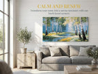 Ardemy Birch Forest Stream Canvas Wall Art, Calming Nature Scenery - Image 2