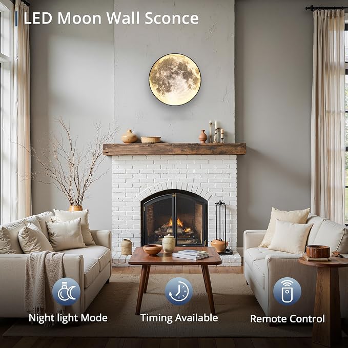 Dimmable Moon Wall Light 12 inch Wall Lights - Image 2