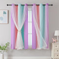 XiDi Curtains for Bedroom Kids Rainbow Pink Purple Green Curtains for Girls by Addsomecolortolife