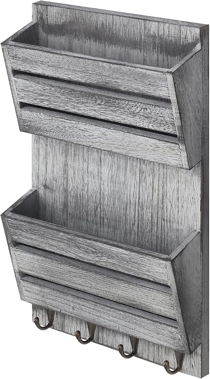 BTY Mail Sorter Wall Mounted, Wooden Mail Holder - Image 7