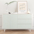 VEELIKE Blue Gold Grasscloth Peel and Stick Wallpaper 15.7''x118'' - Image 6