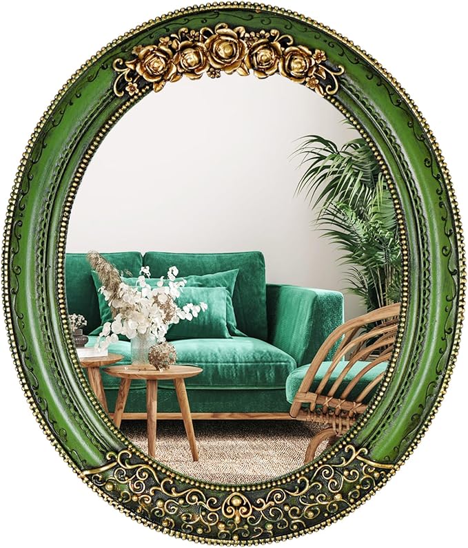 Oval Resin Vintage Mirror, Wall Mounted Decorative Mirror by Hzxcuim