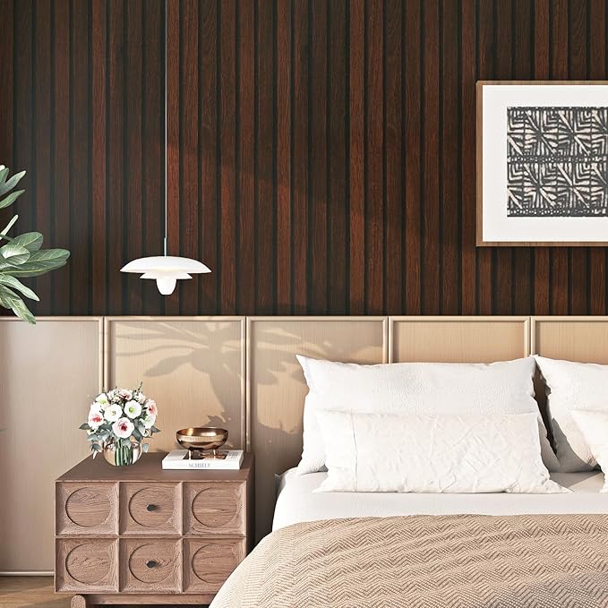 FunStick 16"x240" Peel and Stick Wallpaper Wood Slats Self Adhesive Wall Paper - Image 4