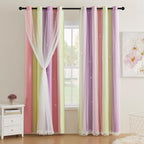 XiDi Pink Yellow Curtains for Bedroom Decor Blackout Curtains for Girls Kids by Addsomecolortolife