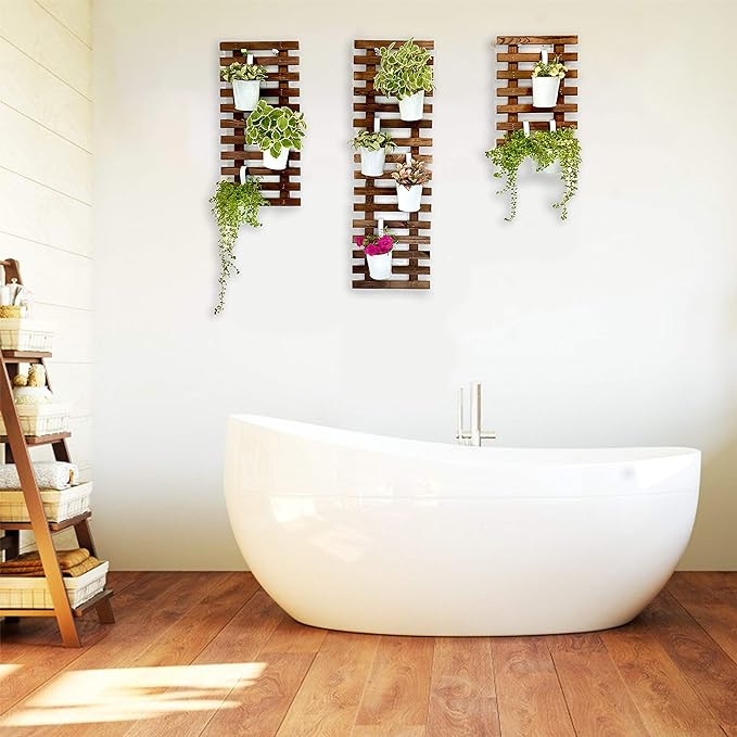 ShopLaLa Wall Planter – 3 Pack Wooden Hanging Planter by ShopLaLa