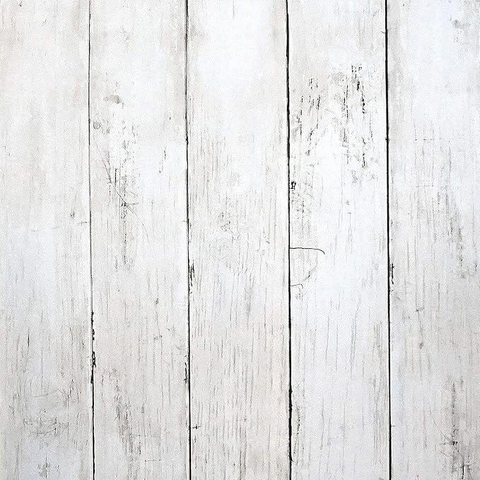 CiCiwind Peel and Stick Wallpaper Wood Contact Paper White Shiplap Wall Paper by CiCiwind