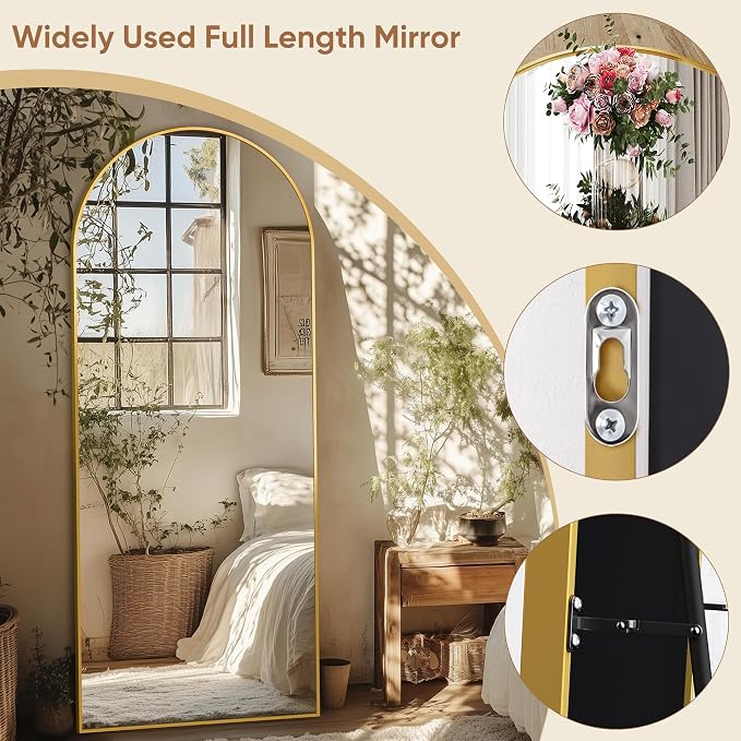 58"x18" Full Length Mirror, Arched Full Body Mirror, Standing Hanging or - Image 9