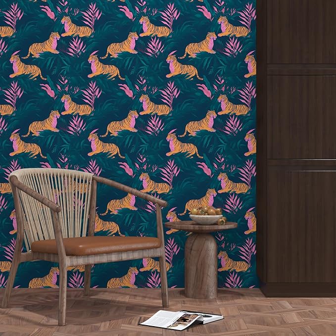 BOKEBEVE Tropical Contact Paper Tiger Wallpaper Peel and Stick Vintage Animal - Image 5